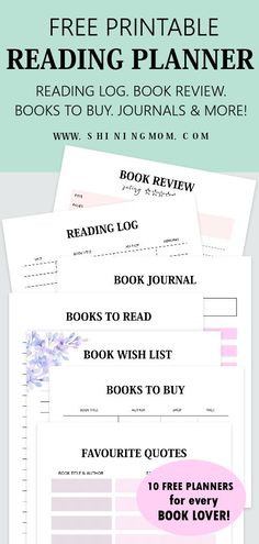 the free printable reading planner for kids is shown in three different colors and sizes