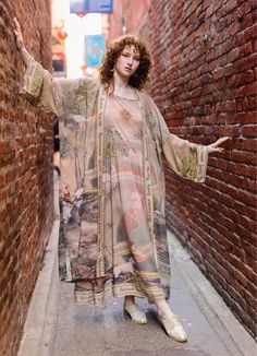 Market Of The Stars Friendship Love and Truth Vintage Wash Duster Kimono Robe Symbols Of Friendship, Dove Peace, Clasped Hands, Duster Kimono, Bamboo Dress, Friendship Symbols, Straps Dress, Lavender Sage, Reversible Dress