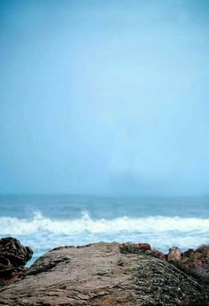 a man standing on top of a rock next to the ocean