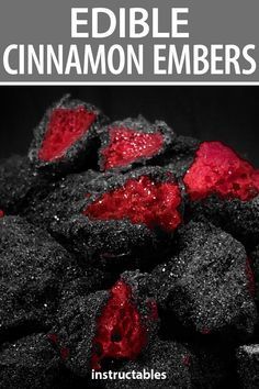 the cover of edible cinnamon embers, featuring black cookies with red icing on them