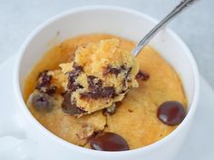 a bowl filled with pudding and chocolate chips