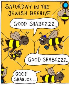 some bees are talking to each other and one is saying good shabuzzz