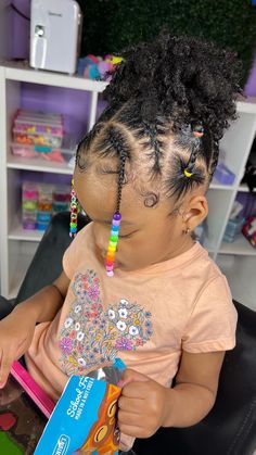 Toddler Hairstyles With Beads, Kid Hairstyles Black, Black Daughter Hairstyles, Baby Braid Styles, Mixed Kids Hairstyles, Black Baby Girl Hairstyles, Baby Girl Hairstyles Curly, Easy Little Girl Hairstyles, Daughter Hairstyles