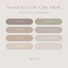 Neutral Color Palette, hex codes, minimalist planner, digital planner, GoodNotes, digital planning, iPad planning, beige, khaki, nude Cute Colour Hex Codes, Hex Codes Color Palette Neutral, Goodnotes Presets, Greige Hex Code, Farmhouse Color Palette Hex Codes, Color Palette And Codes, Google Calendar Color Palette Hex Codes Neutral, Neutral Color Hex Codes, Excel Color Palette Codes