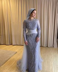 Long Sleeve Soiree Dress, Soiree Dresses For Hijab, Dress Soiree, Dinner Gowns, Bride Dress Simple, Modest Evening Dress, Dinner Dress Classy