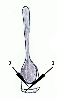 a drawing of a bottle with two arrows pointing to it and the bottom half labeled