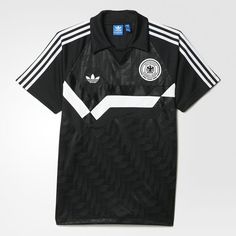 a black shirt with white stripes on the chest and an adidas logo on the front