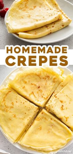 homemade crepes cut into squares on a plate