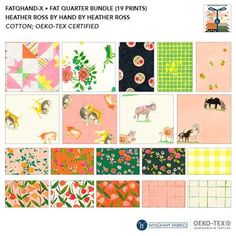 an assortment of different patterns and colors for quilts, fabric or other items in various sizes