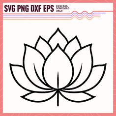 the svg png dxf lotus flower is shown in black and white