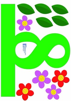 the letter p is surrounded by flowers and leaves