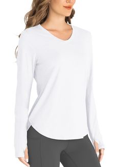 PRICES MAY VARY. Loose fit. Regular-length, Super Soft, like touching cotton, Women's tees hit below the waist. 【UPF rating of 50+】This high-performance workout shirts is made with advanced UV-blocking fabric that shields your skin from harmful sun rays. This long sleeve workout tops is a must-have for anyone who loves to stay active while protecting their skin from the sun. Don't let harmful UV rays ruin your fun in the sun - get your hands on our sports tee with sun protection today! 【High Sid Athletic Tops Long Sleeve, Lululemon Swiftly Tech 2.0 Shirt, Long Sleeve Workout Shirt, Long Tee Shirts, Long Sleeve Workout Top, Sports Tee, Long Sleeve Workout, T Shirt Image, Gym Tops