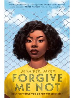 the cover of for give me not, with an illustration of a woman's face in front of a chain link fence