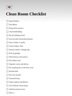 a clean room checklist is shown in this image