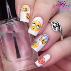 Polish and Paws: Nail Art ~ Nicole Diary Water Decals Emoji Makeup, Starbucks Nails, Kid Nails, Adidas Nails, Pineapple Nails, Pretty Nail Art, Cute Nail Art, Beautiful Nail Art