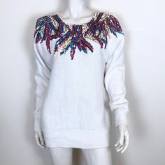 80s sweater beaded - Google Search Sleeve Blouse, Long Sleeve Blouse, Long Sleeve