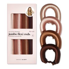 Rosewood Jumbo Satin Flexi Rods - Kitsch | Ulta Beauty Flexi Rod Set, Hair Rods, Different Curls, Flexi Rods, Eyebrow Eyeshadow, Bouncy Hair, Lip Scrubs, Too Faced Concealer, Makeup Bag Organization