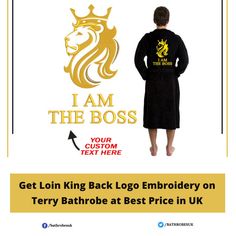 Now you can get your LION KING CROWN logo and your custom name bathrobe and on the BACK of the bathrobe. Select the robe colour you like with your logo embroidery. Its a full length robe which we are offering in 2 sizes from stock. This is for adult size robes King Crown Logo, Personalized Bathrobe, Varsity Top, Tuxedo T Shirt, King Lion, Belt Pack, King Crown, Name Embroidery, Lion Logo