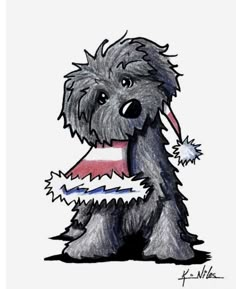 a drawing of a dog with an american flag on it's chest and mouth