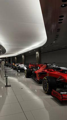 there are many cars lined up in the building