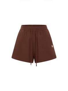 MO&Co. Women's Brown Cotton Casual Drawstring Waist Sweat Shorts Dr Wardrobe, Drawstring Waist Shorts, Normal Clothes, Embroidered Details, Sweat Shorts, Matching Top, Outer Banks, Drawstring Waistband, Yellow And Brown