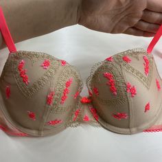 New!!! Size 32d, However It Fits 34b Perfectly, Too! Pink Underwire Bra For Party, Pink Padded Party Bra, Party Pink Bra With Padded Cups, Pink Fitted Underwire Bra, Fitted Pink Bra, Fitted Pink Underwire Bra, Spring Pink Padded Bra, Pink Party Bra For Summer, Summer Party Pink Bra