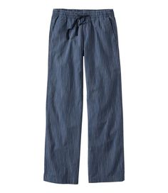 We've made the chino more comfortable than ever, in soft-washed cotton chambray with stretch for ease. These flowing wide-leg pants have classic stripes and an adjustable drawstring waistband that's easy to pull on and looks great too. Relaxed through hip and thigh. Inseams: Regular 30", Petite 28", Medium Tall 32", Plus 30". Mid-Rise (Favorite Fit): Sits below waist. Wide-leg. Washed for lived-in appeal. Soft, substantial blend of 98% cotton with 2% spandex. Machine wash and dry. Side and back 2024 Clothes, Chambray Pants, Casual Bottoms, Cotton Chinos, Women Pants Casual, Cotton Pants, Ll Bean, L L Bean, Chambray