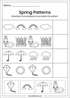 the worksheet for spring patterns