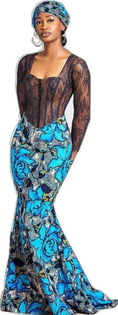 Party Dress With Floral Ankara Print, Party Floral Print Ankara Dress, Ankara Fabric Floral Print Party Dress, Party Dress With Ankara Fabric And Floral Print, Party Floral Print Ankara Fabric Dress, Black Ankara Party Dress, Black Ankara Fabric Party Dress, Spring Party Dress In Ankara Fabric, Fitted Blue Ankara Maxi Dress