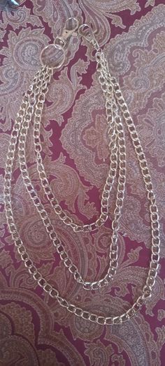 Delicate three strand pant or jean chain. Great accessory whether you're dressing up or casual. Jeans Chain, Pant Jeans, Gold Pants, Jeans Pants, Chains Necklace, Bathing Beauties, Dress Up, Jewelry Necklaces, Electronic Accessories