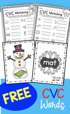 free cvc matching worksheets for winter