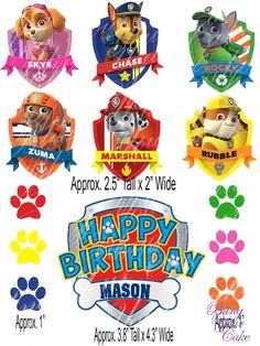 the paw patrol stickers are all different colors