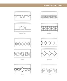 four different types of patterns in the form of lines and circles, each with an individual's name on it