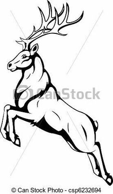 black and white drawing of an antelope running