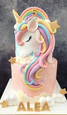 there is a cake that has a unicorn on it