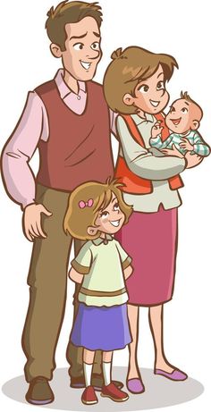 a man and woman holding a baby while standing next to a child in her arms