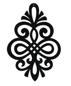 a black and white image of an ornamental design with swirls on the side,