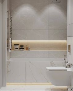 a bathroom with a white toilet sitting next to a bath tub under a light fixture