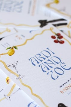 the wedding stationery is laid out on top of each other, and ready to be printed