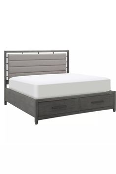 an image of a bed with two drawers on the bottom and one drawer underneath it