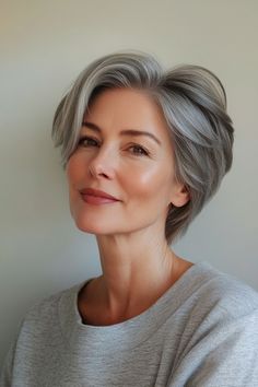 3. Ash Gray Tapered Stack (Short Stacked Haircuts For Older Women) - Short Stacked Haircuts For Older Women Tapered Layers, Short Stacked Haircuts, Stacked Haircuts, Haircuts For Older Women, Short Stack, Soft Edges, Ash Gray