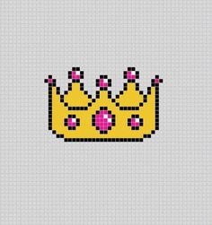 a pixellated image of a crown with pink and yellow beads on it's sides