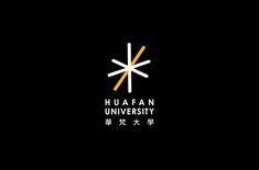 the logo for an university with chinese writing and symbols on it, as well as stars