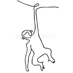 a line drawing of a person hanging on to a pole with one hand and holding the other