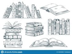 books and pencils on a white background royalty illustration