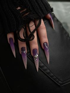 Astrology Nails, Purple Stiletto Nails, Future Nails, Spooky Nails, Pointy Nails, Wow Nails