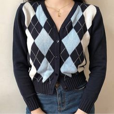 Vintage Geometric Long Sleeve V Neck Knitted Sweater











(cm)

(cm)

(cm)

(cm)





SIZE

Shoulder

Bust

Sleeve

Length





One Size

34

80-90

54

50 1990s Women, Argyle Print, Argyle Cardigan, Long Sleeve Outerwear, England Fashion, Argyle Sweater, Women Sweater, Long Sweaters Cardigan, Moda Vintage