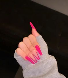 Baby Pink Nails Acrylic, Acrylic Nails Stiletto, Pink Tip Nails, Baby Pink Nails, Spring Acrylic Nails, Hot Pink Nails