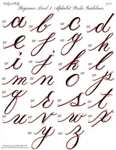 the upper and lowercase letters are drawn in red ink