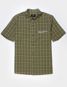 Rusty Datsun 2k Button Up Shirt. Allover Plaid Pattern. Rusty Embroidery At Left Chest. Button Front. Collar Neck. Short Sleeve. 100% Cotton. Machine Wash. Imported. Wwe T Shirts, Flannel Sweatshirt, Boys Graphic Tee, Girls Graphic Tee, Collar Neck, Girls Blouse, Mens Trends, Mens Button Up, Sweaters And Jeans